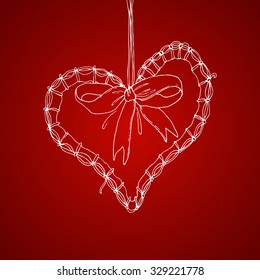 Pen drawing heart illustration. Valentines and romance holidays vector. 