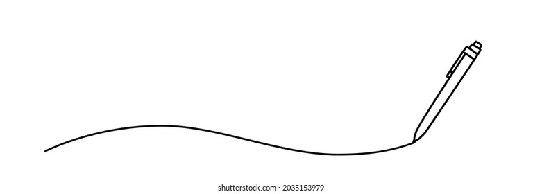 Pen drawing a line doodle hand drawn with thin line. Vector illustration isolated on white background