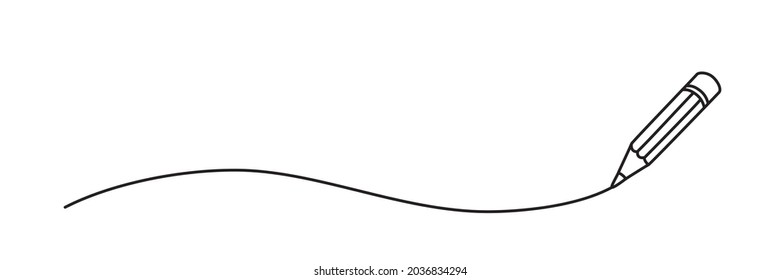 Pen drawing a line doodle hand drawn with thin line. Vector illustration isolated on white background
