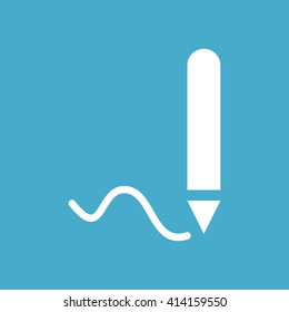 A Pen Drawing Line Vector Icon Flat Blue Background