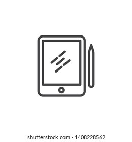Pen Drawing tablet digitizer line icon. linear style sign for mobile concept and web design. Graphic tablet outline vector icon. Symbol, logo illustration. Vector graphics