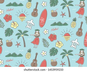 pen drawing vintage hawaiian style background 