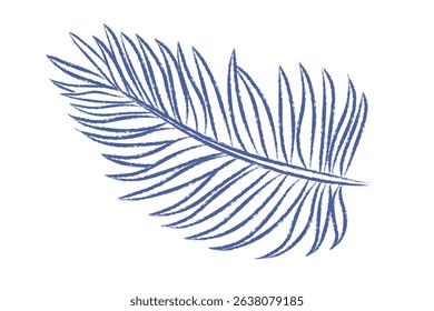 Pen drawn tropical leaf. Palm branch, fern doodle. Vector vintage element