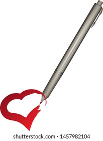 A pen draws a heart