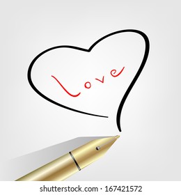 Pen draws the heart 