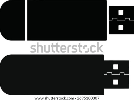 pen drive black icon set vector.