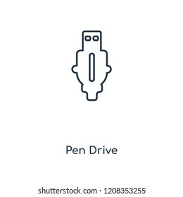 Pen Drive concept line icon. Linear Pen Drive concept outline symbol design. This simple element illustration can be used for web and mobile UI/UX.