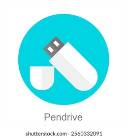 Pen Drive and disk icon concept