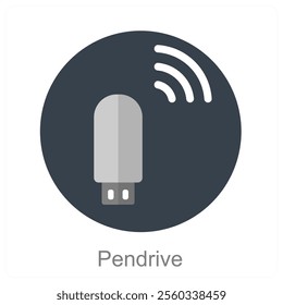 Pen Drive and disk icon concept