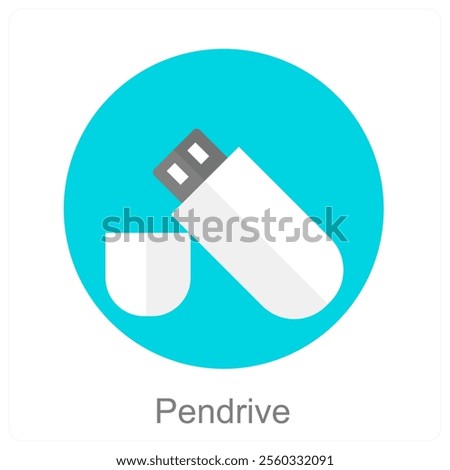 Pen Drive and disk icon concept
