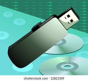  pen drive in green background	