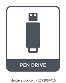 pen drive icon vector on white background, pen drive trendy filled icons from Electronic stuff fill collection, pen drive simple element illustration