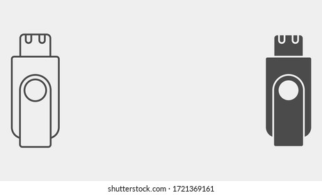 Pen drive outline and filled vector icon sign symbol