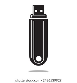 Pen drive  silhouette vector illustration. Flash drive silhouette