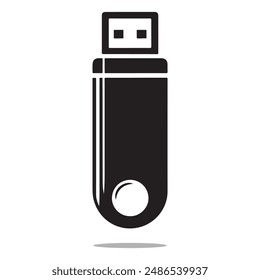Pen drive  silhouette vector illustration. Flash drive silhouette