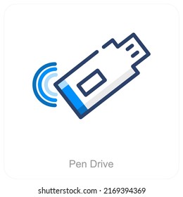 Pen Drive And USB Icon Concept