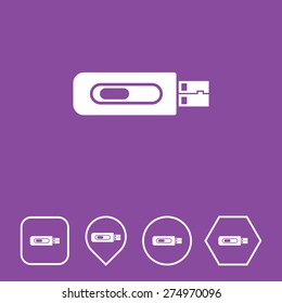 Pen Drive (USB) Icon on Flat UI Colors with Different Shapes. Eps-10.