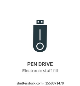 Pen drive vector icon on white background. Flat vector pen drive icon symbol sign from modern electronic stuff fill collection for mobile concept and web apps design.