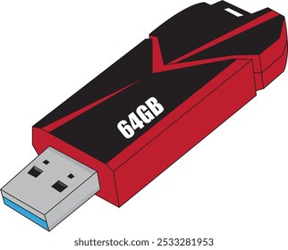 ilustração vetorial pen drive . arte vetorial . pen drive 64Gb. Caneta 