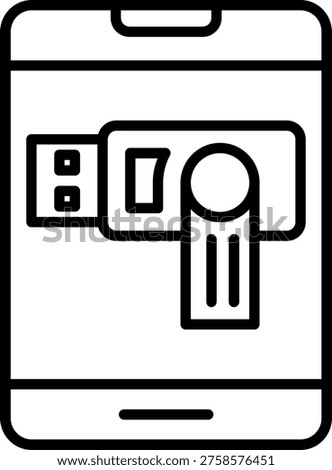 Pen Drive Vector Line Icon Style