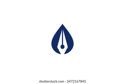 Plantilla de diseño de Ilustración vectorial de logotipo de pluma con gotas
