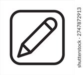 Pen edit icon. Icon symbol for pen, writing, note taking, office tool, note. Outline icon vector illustration