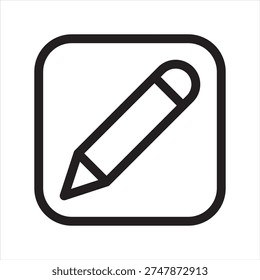 Pen edit icon. Icon symbol for pen, writing, note taking, office tool, note. Outline icon vector illustration