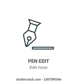 Pen edit outline vector icon. Thin line black pen edit icon, flat vector simple element illustration from editable edit tools concept isolated on white background