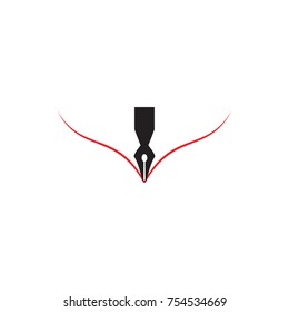 Pen education logo design vector