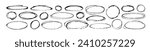 Pen ellipses and circles to emphasize text in hand drawn notes. Doodle round shapes. Vector ovals and ellipses lines to highlight text. Set of various black scribble ovals, bubbles and circles.