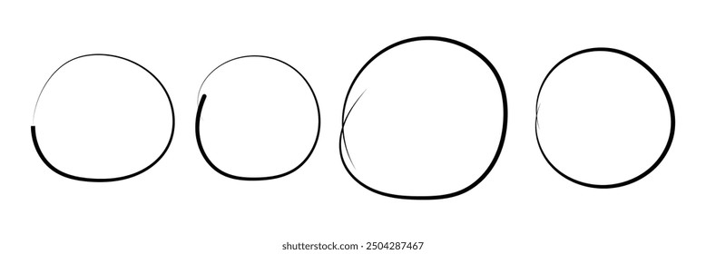 Pen ellipses and circles to emphasize text in hand drawn notes. Doodle round shapes. Set of various black scribble ovals, bubbles and circles. design eps 10