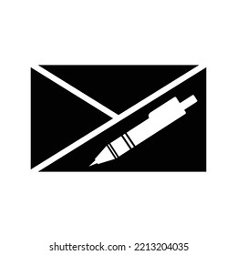 Pen email envelope send icon | Black Vector illustration |