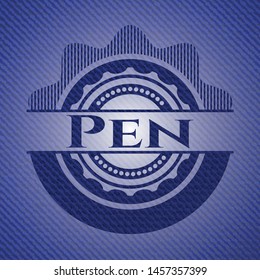 Pen emblem with jean background. Vector Illustration. Detailed.