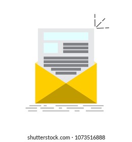pen envelope with a document. New letter. Sending correspondence. 