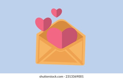 pen envelope letter, mail letter with red heart. Realistic Elements for romantic design.