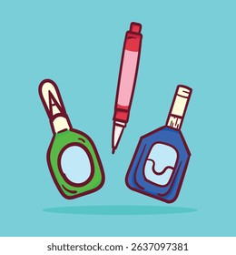 Pen Eraser Cartoon Vector Flat Illustration Concept Isolated