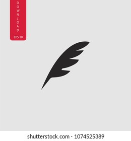 Pen feather black vector icon