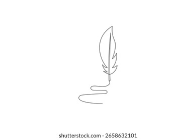 
Pen feather continuous one line drawing vector illustration

