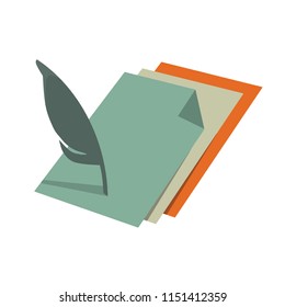 Pen feather and Paper vector