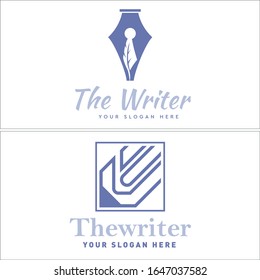 Pen feather square pencil abstract symbol icon logo design vector illustration template suitable for waiter creator blogger business