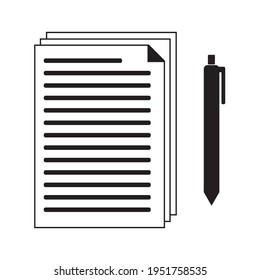 pen and file icon. Can be used on designs, banners, brochures, websites, books, etc. simple design.