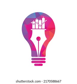Icono de diseño del logotipo de la forma del bulbo de la pluma financiera. grafo de lápiz o plantilla de logotipo del vector de educación financiera.