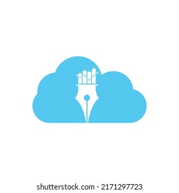 Logo-Design-Vektorgrafik des Pen Finance Cloud-Konzepts Stift-Grafik oder finanzielle Bildung, Vektorgrafik-Logo-Vorlage.