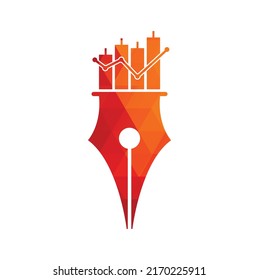 Pen finance logo design icon vector. pen graph or financial education vector logo template.