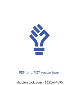 "Pen" and "Fist" vector icon illustration. Premium quality. 