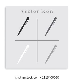 Pen flat black and white vector icon.