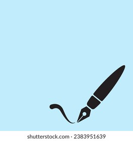Pen flat design icon on blue background. Vector illustration