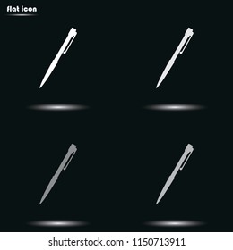 Pen flat grayscale vector icon.