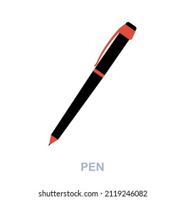 Pen flat icon. Colored element sign from office tools collection. Flat Pen icon sign for web design, infographics and more.