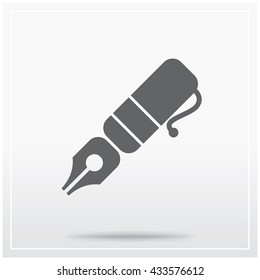 Pen. Flat icon of graphical symbol of drawing or drafting tools. Vector illustration